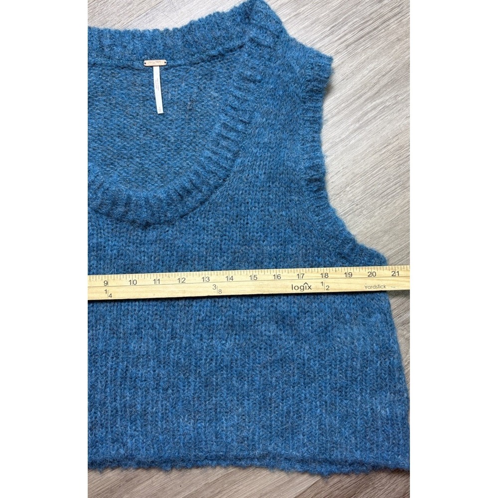 Free People Dream Maker Alpaca Blend Vest Teal Green Biscay Bay S Preppy Boho - Picture 7 of 10
